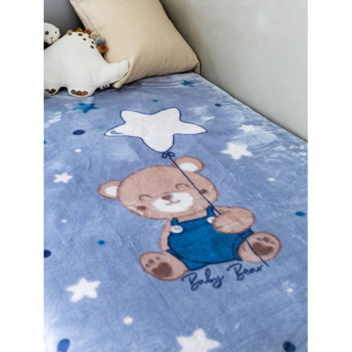 Κουβέρτα Βρεφική Κούνιας (110x140) Βελουτέ Sunshine 1571 Blue