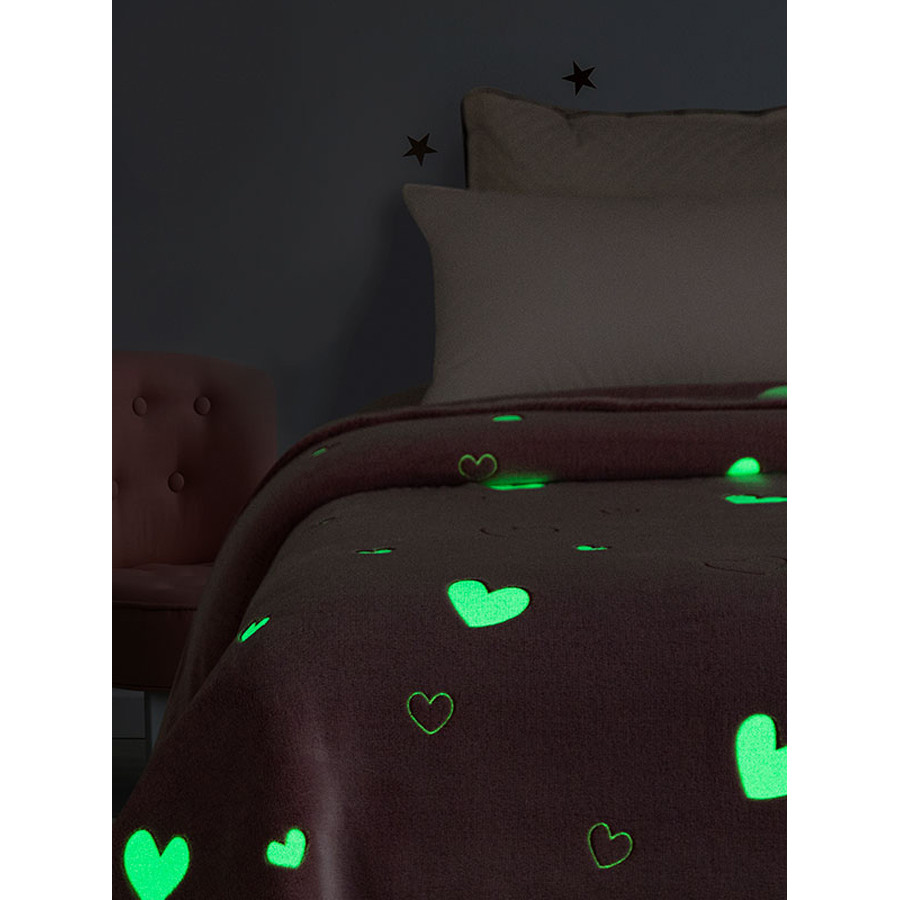 Κουβέρτα Μονή Παιδική (160x220) που Φωσφορίζει στο σκοτάδι Sunshine Hearts Pink