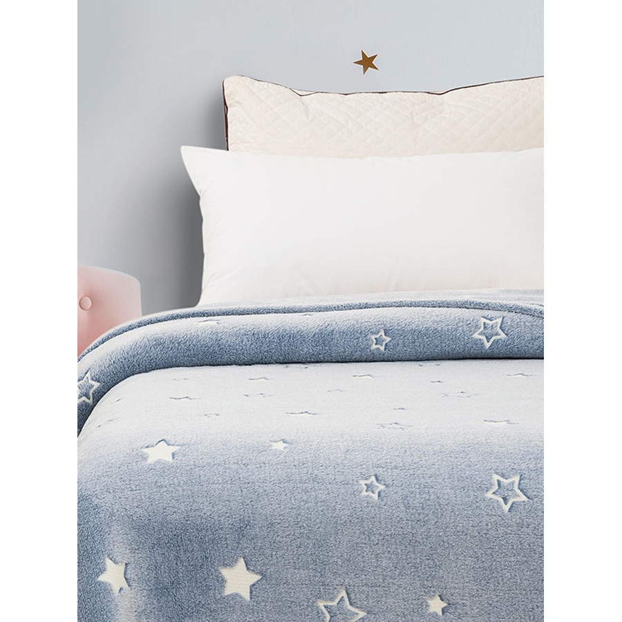 Κουβέρτα Βρεφική Αγκαλιάς (80x90) που Φωσφορίζει στο σκοτάδι Sunshine Stars Blue