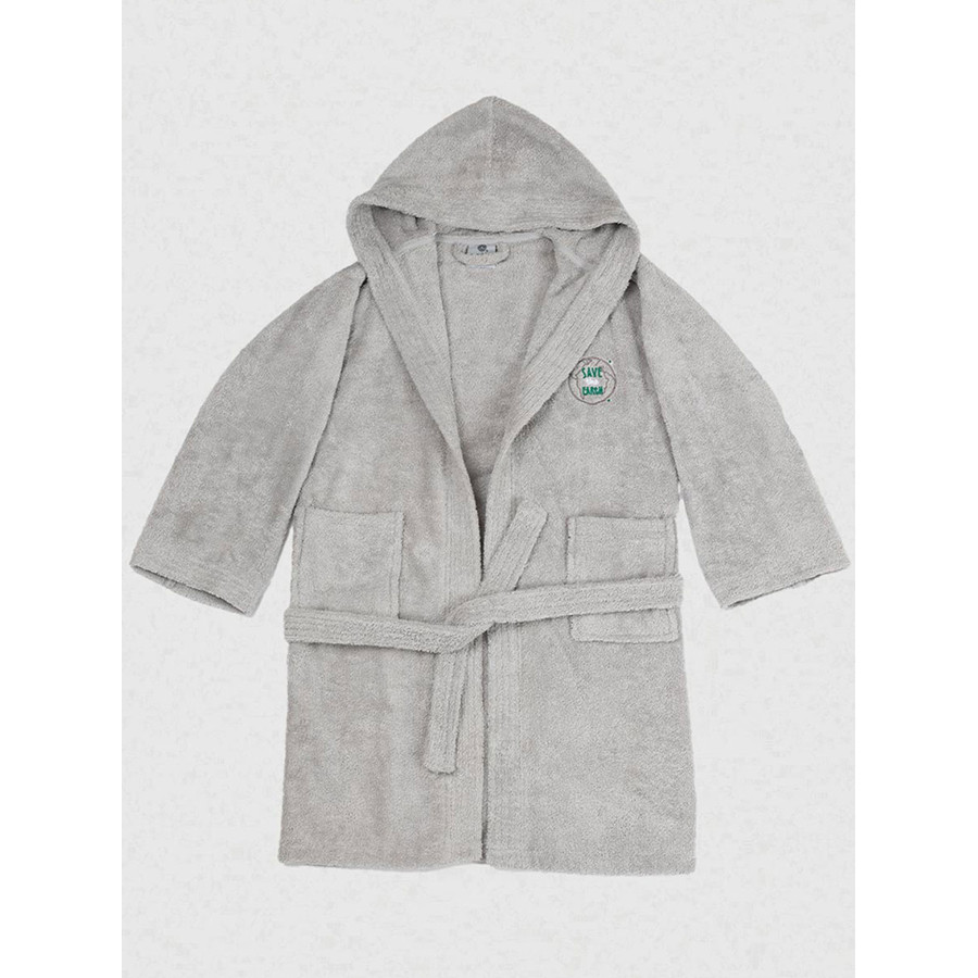 Μπουρνούζι Παιδικό με Κουκούλα (No 8-10) Βαμβακερό Sunshine Eco Grey
