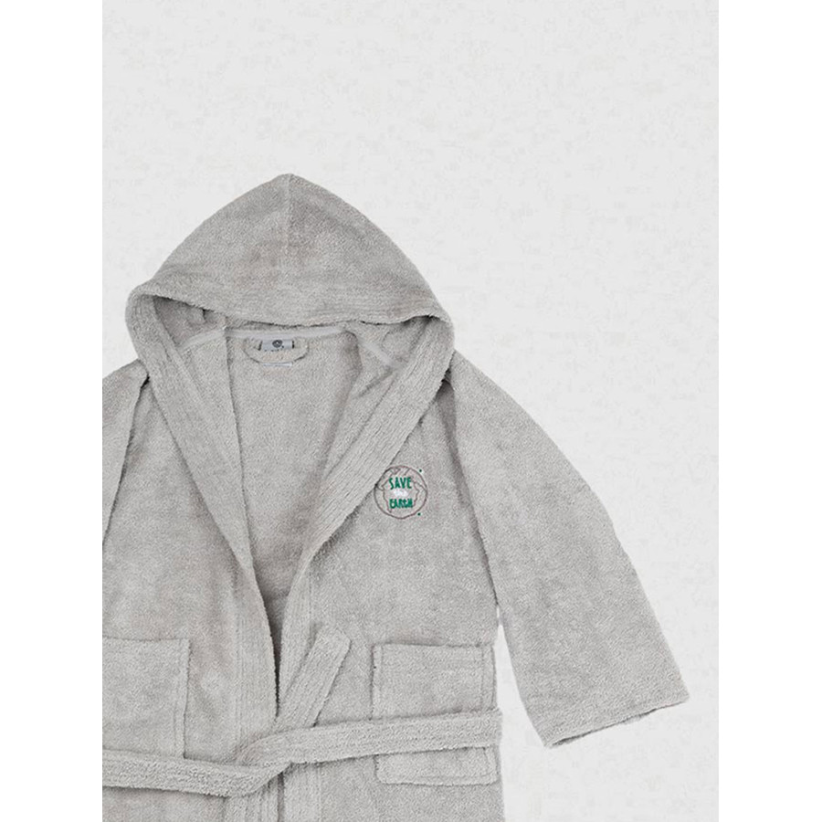 Μπουρνούζι Παιδικό με Κουκούλα (No 8-10) Βαμβακερό Sunshine Eco Grey