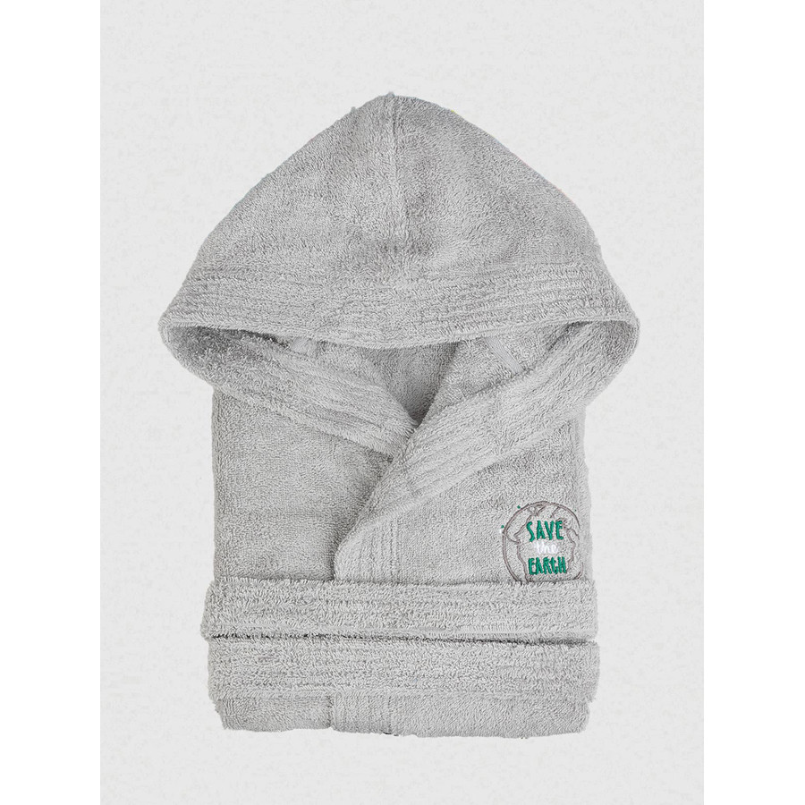Μπουρνούζι Παιδικό με Κουκούλα (No 8-10) Βαμβακερό Sunshine Eco Grey