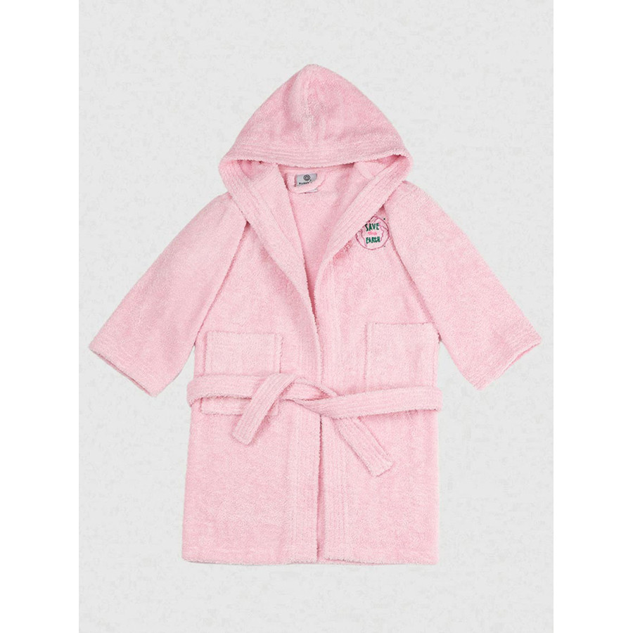 Μπουρνούζι Παιδικό με Κουκούλα (No 6-8) Βαμβακερό Sunshine Eco Pink