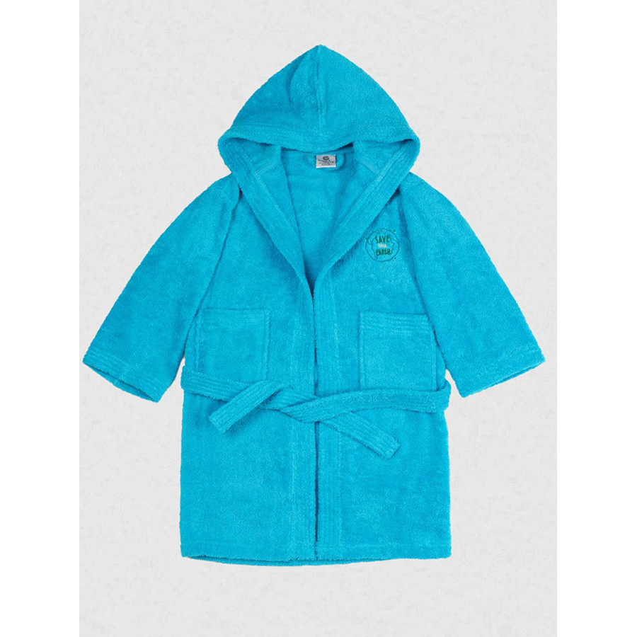 Μπουρνούζι Παιδικό με Κουκούλα (No 2-4) Βαμβακερό Sunshine Eco Turquoise