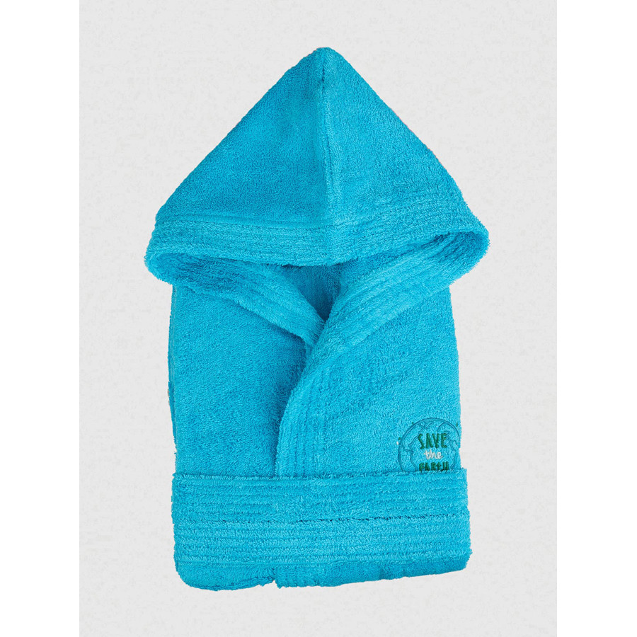 Μπουρνούζι Παιδικό με Κουκούλα (No 2-4) Βαμβακερό Sunshine Eco Turquoise