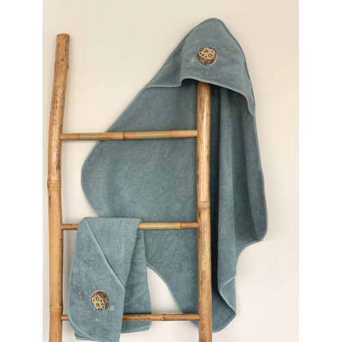 Κάπα Βρεφική (75x75) Βαμβακερή με Κέντημα Sunshine Fluffy Blue