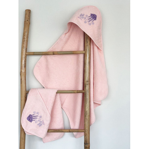 Κάπα Βρεφική (75x75) Βαμβακερή με Κέντημα Sunshine Fluffy Pink