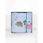 Σετ Πετσέτες 2 τεμαχίων Παιδικές (Χειρός | Λουτρού) Βαμβακερές με Κέντημα Sunshine Fluffy Light Blue