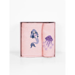 Σετ Πετσέτες 2 τεμαχίων Παιδικές (Χειρός | Λουτρού) Βαμβακερές με Κέντημα Sunshine Fluffy Pink