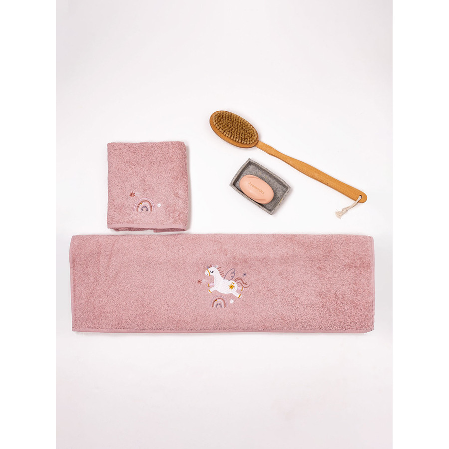 Σετ Πετσέτες 2 τεμαχίων Παιδικές (Χειρός | Λουτρού) Βαμβακερές με Κέντημα Sunshine Fluffy Powder