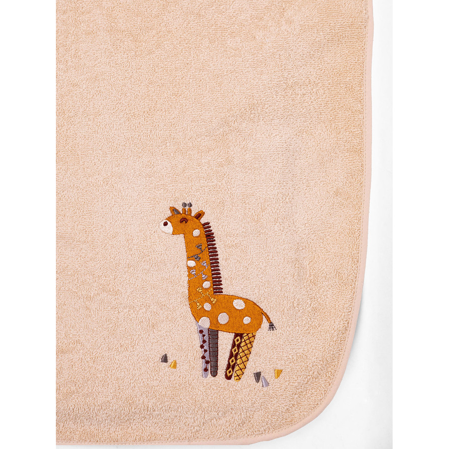 Πόντσο Παιδικό Με Κουκούλα (One Size) Βαμβακερό Με Κέντημα Sunshine Fluffy Beige