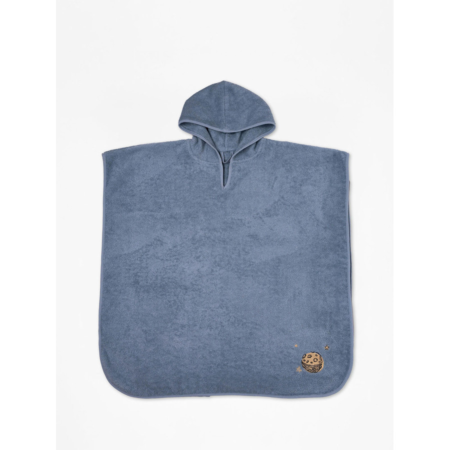 Πόντσο Παιδικό Με Κουκούλα (One Size) Βαμβακερό Με Κέντημα Sunshine Fluffy Blue