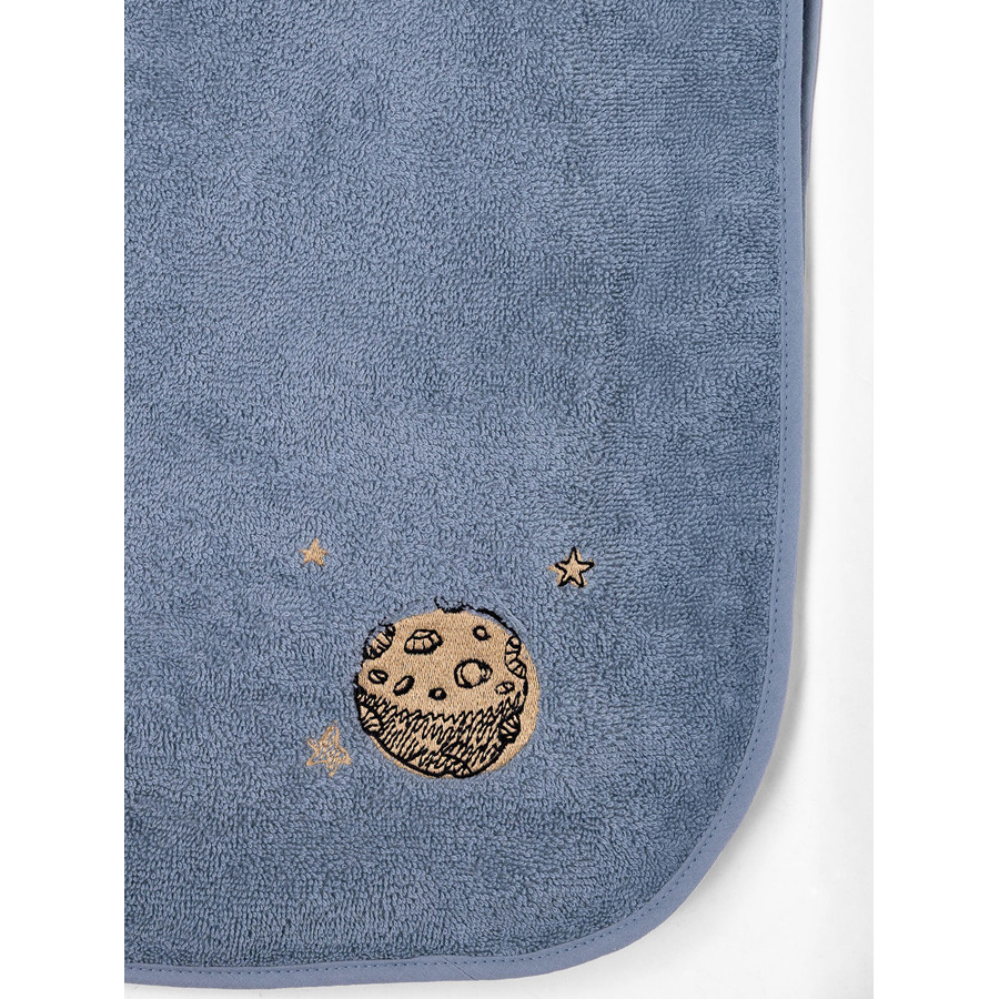 Πόντσο Παιδικό Με Κουκούλα (One Size) Βαμβακερό Με Κέντημα Sunshine Fluffy Blue