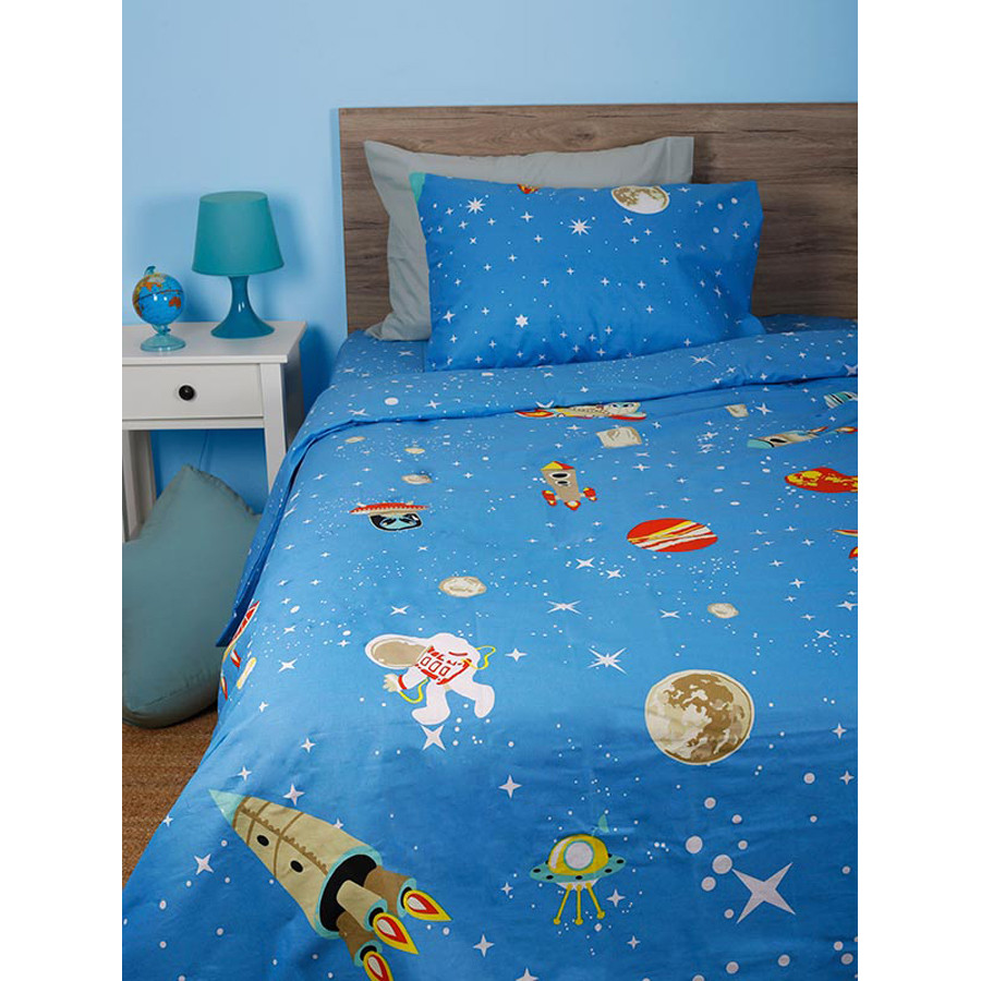 Σετ Σεντόνια Παιδικά Μονά με Λάστιχο (165x270) Βαμβακερά Sunshine Cotton Feelings 26 με γαλαξίας