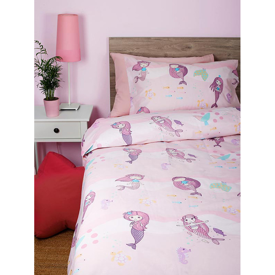 Σετ Σεντόνια Παιδικά Μονά (165x270) Βαμβακερά Sunshine Cotton Feelings 32 με γοργόνα