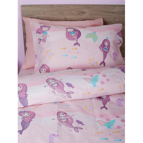 Σετ Σεντόνια Παιδικά Μονά (165x270) Βαμβακερά Sunshine Cotton Feelings 32 με γοργόνα