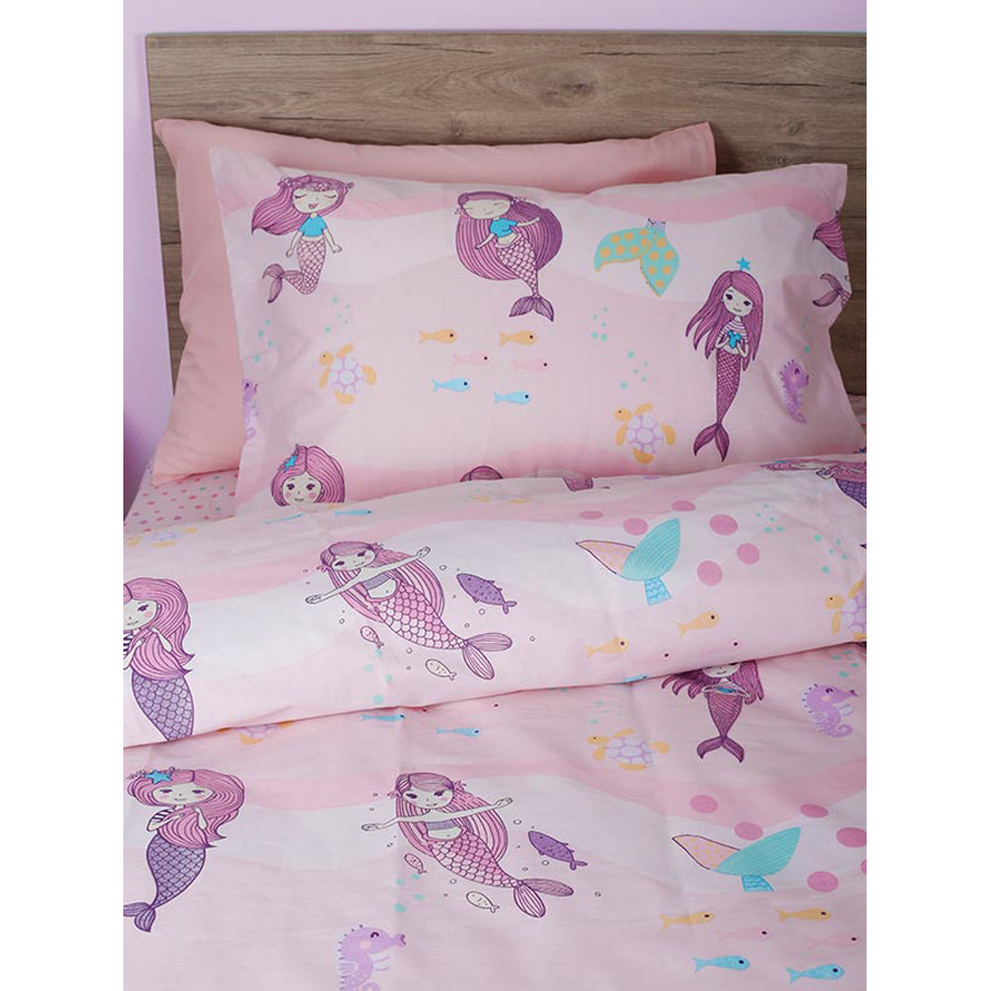 Σετ Σεντόνια Παιδικά Μονά (165x270) Βαμβακερά Sunshine Cotton Feelings 32 με γοργόνα