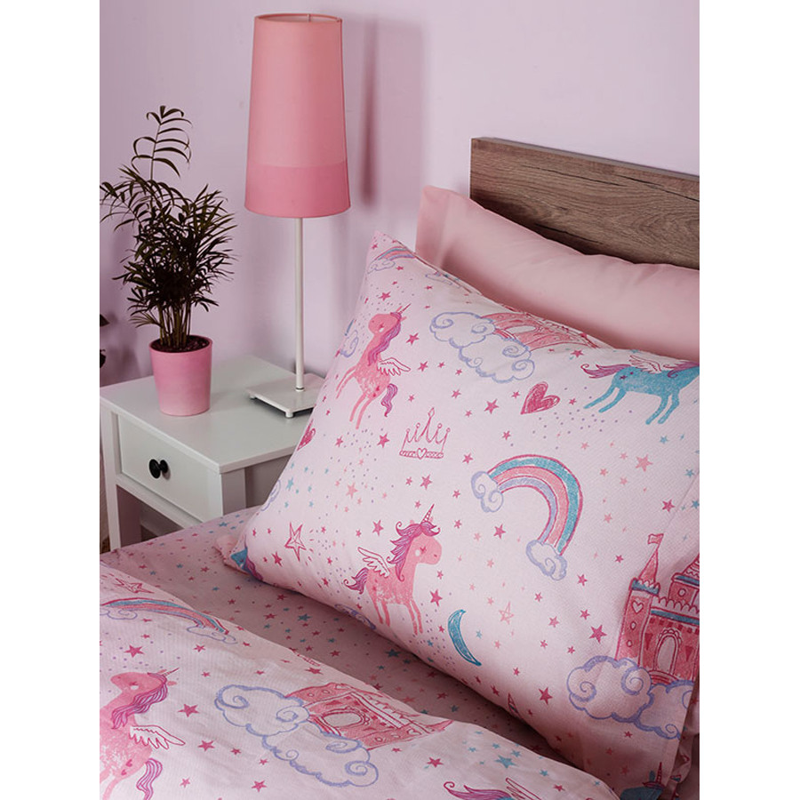 Σετ Σεντόνια Παιδικά Φανελένια Μονά (160x260) με λάστιχο Sunshine Flannel  36 με μονόκερο