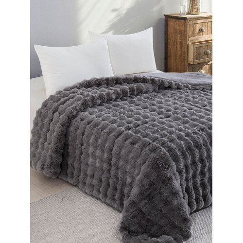Κουβερτοπάπλωμα King Size (240x250) Γούνινο Sunshine Rabbit Dark Grey