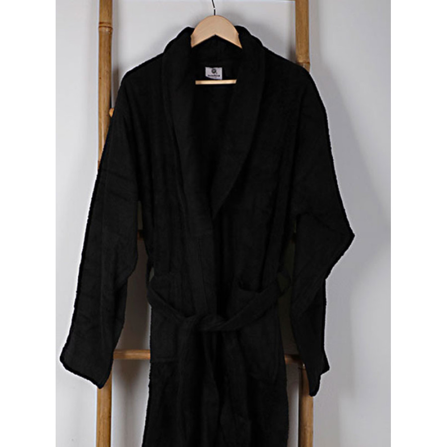 Μπουρνούζι Ενηλίκων με Γιακά (Large) Βαμβακερό Sunshine Sato Black