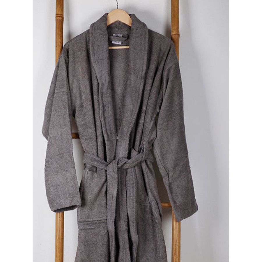 Μπουρνούζι Ενηλίκων με Γιακά (Large) Βαμβακερό Sunshine Sato Grey