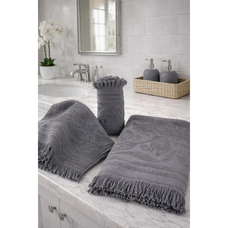 Πετσέτα Χειρός (40x60) Βαμβακερή Με Κρόσια Sunshine Κρόσι 5 Dark Grey