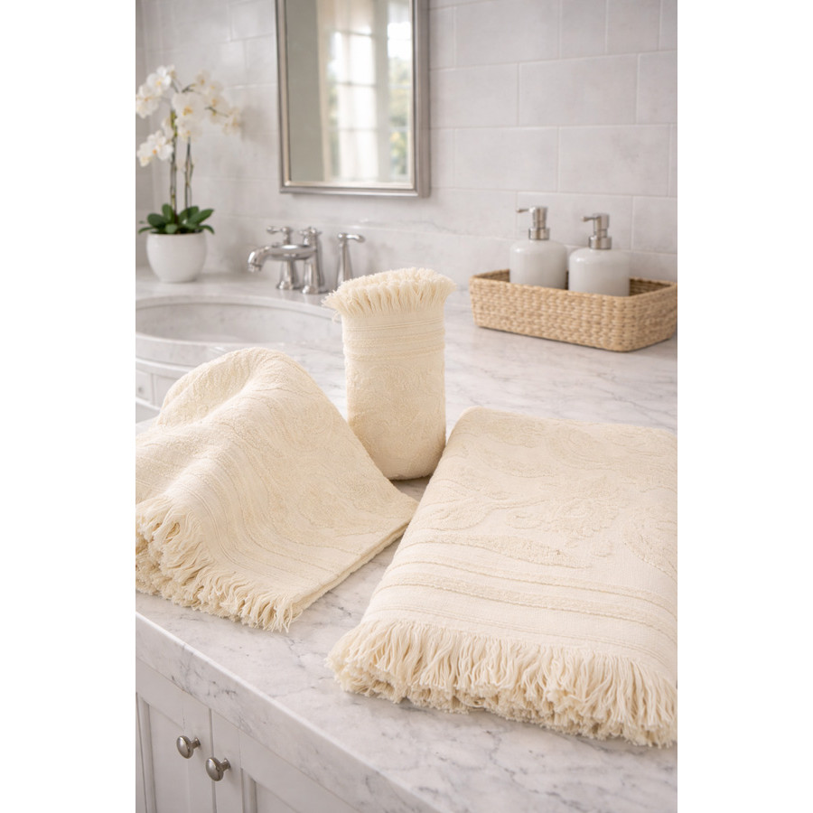 Πετσέτα Χειρός (40x60) Βαμβακερή Με Κρόσια Sunshine Κρόσι 10 Ecru