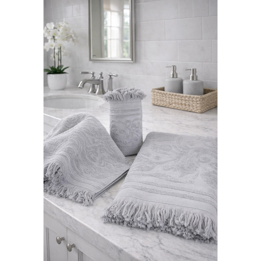 Πετσέτα Λουτρού (80x150) Βαμβακερή Με Κρόσια Sunshine Κρόσι 6 Light Grey