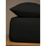 Κατωσέντονο Υπέρδιπλο Μονόχρωμο με Λάστιχο (180x200+25) 50%βαμ-50%πολ Sunshine Menta 21 Black