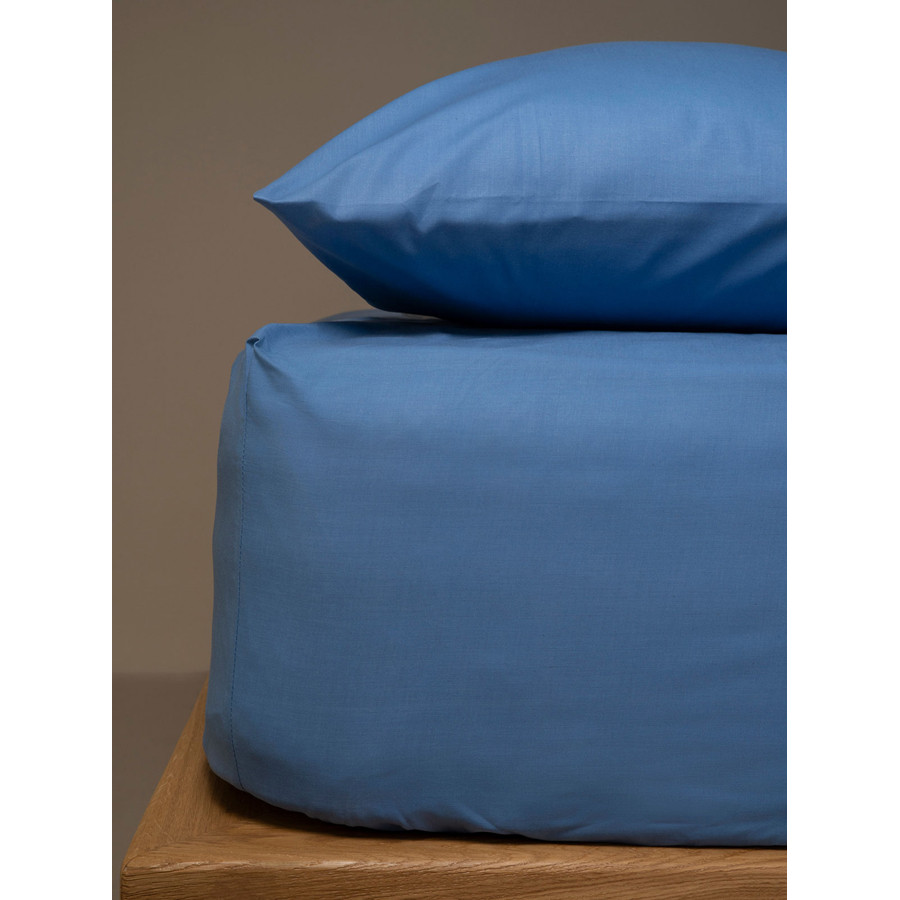 Κατωσέντονο Υπέρδιπλο Μονόχρωμο με Λάστιχο (180x200+25) 50%βαμ-50%πολ Sunshine Menta 17 Blue