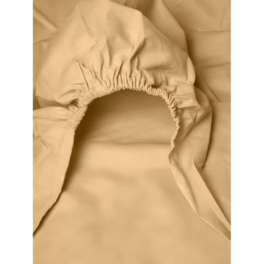 Κατωσέντονο Διπλό Μονόχρωμο με Λάστιχο (160x200+25) 50%βαμ-50%πολ Sunshine Menta 3 Light Beige