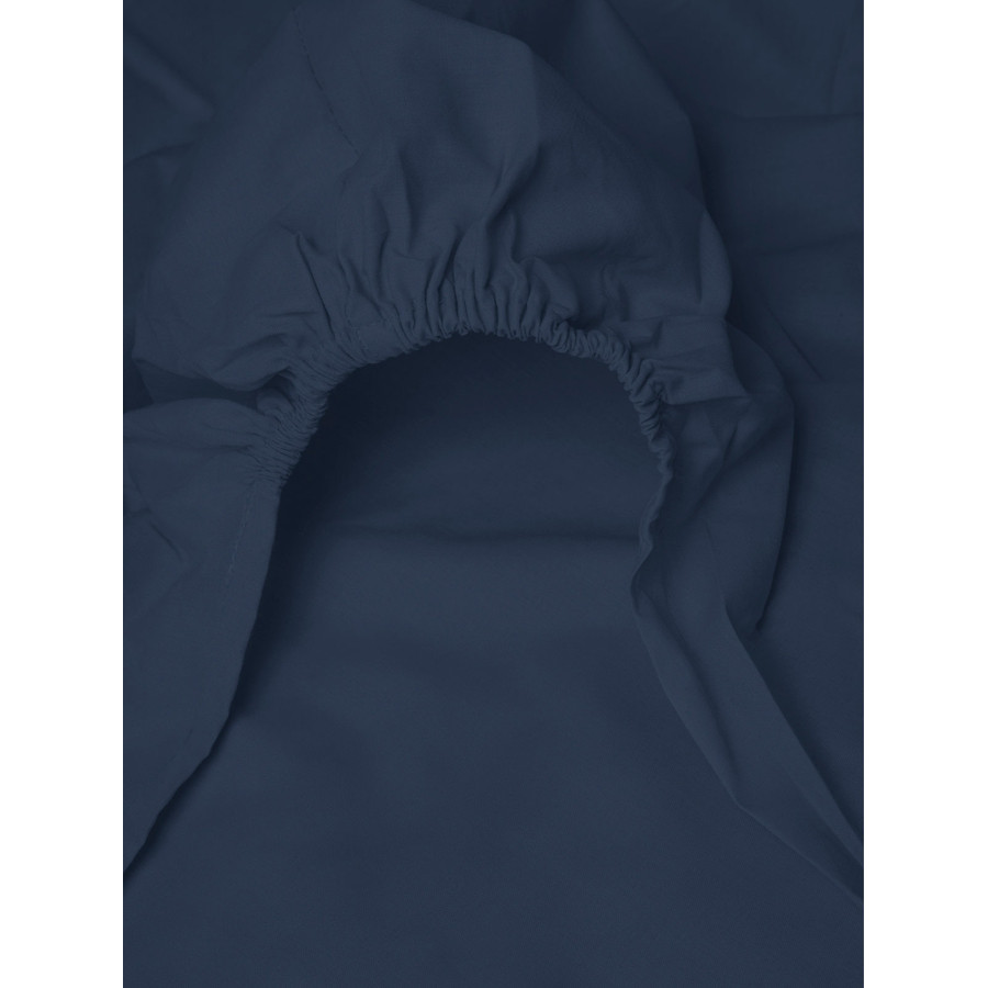 Κατωσέντονο Διπλό Μονόχρωμο με Λάστιχο (160x200+25) 50%βαμ-50%πολ Sunshine Menta 26 Navy