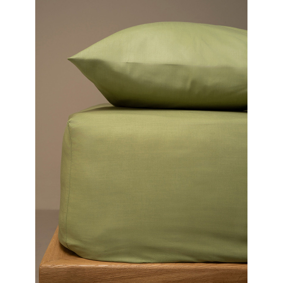 Κατωσέντονο Διπλό Μονόχρωμο με Λάστιχο (160x200+40) 50%βαμ-50%πολ Sunshine Menta 11 Olive