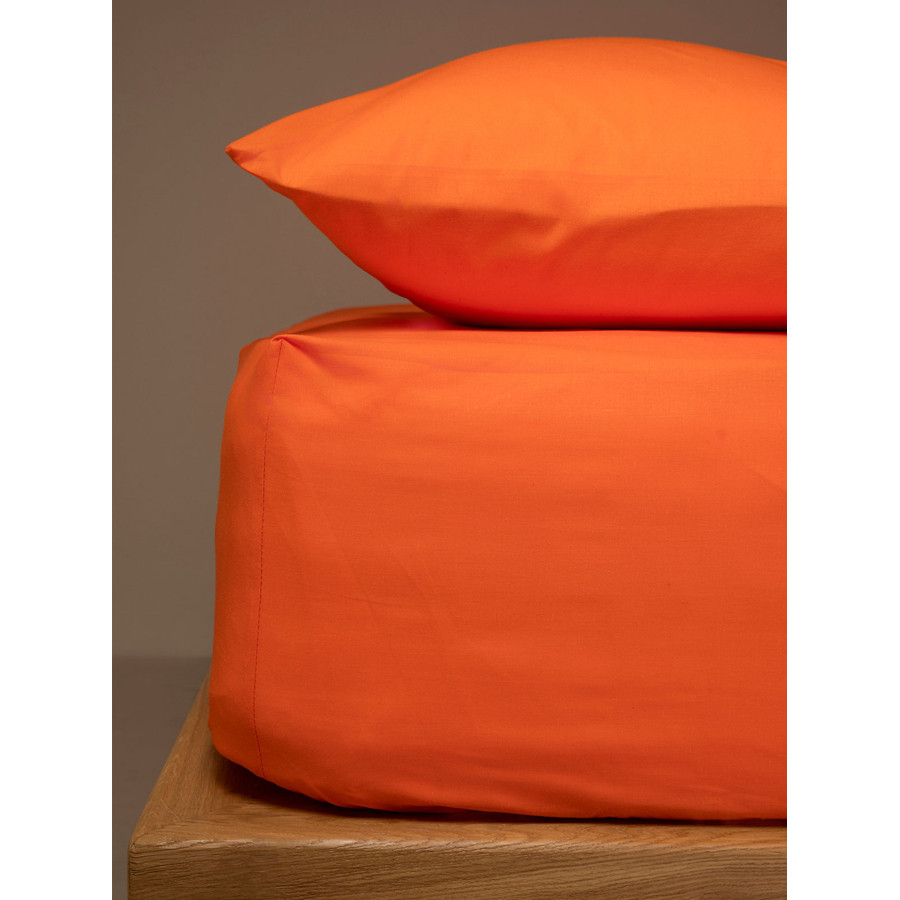 Κατωσέντονο Διπλό Μονόχρωμο με Λάστιχο (160x200+25) 50%βαμ-50%πολ Sunshine Menta 7 Orange