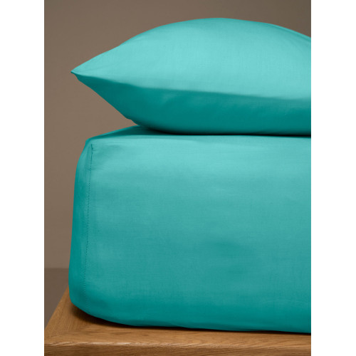 Κατωσέντονο Διπλό Μονόχρωμο με Λάστιχο (160x200+40) 50%βαμ-50%πολ Sunshine Menta 20 Petrol