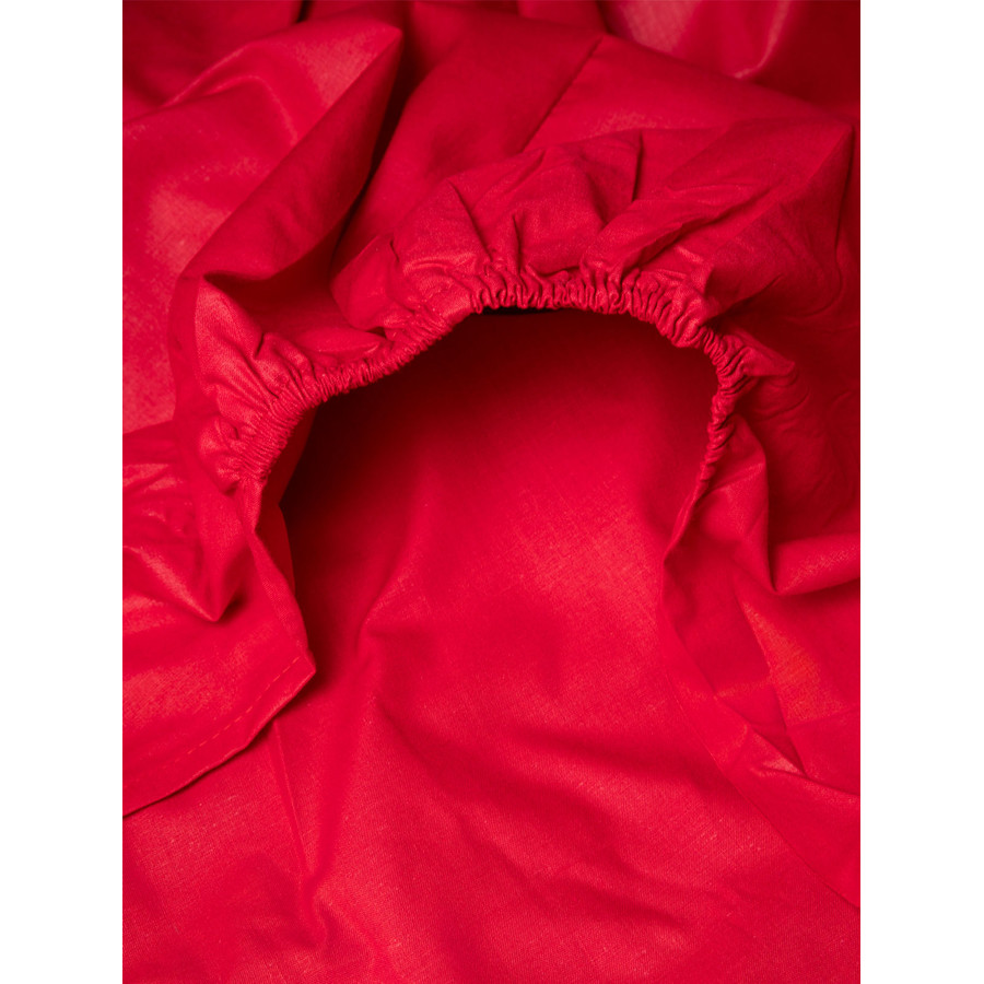 Κατωσέντονο Διπλό Μονόχρωμο με Λάστιχο (160x200+25) 50%βαμ-50%πολ Sunshine Menta 12 Red