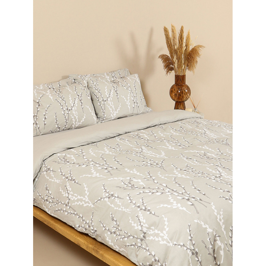 Σετ Σεντόνια Διπλά-Ημίδιπλα (200x270) Με Λάστιχο Βαμβακερά Sunshine Cotton Feelings 2054 Grey