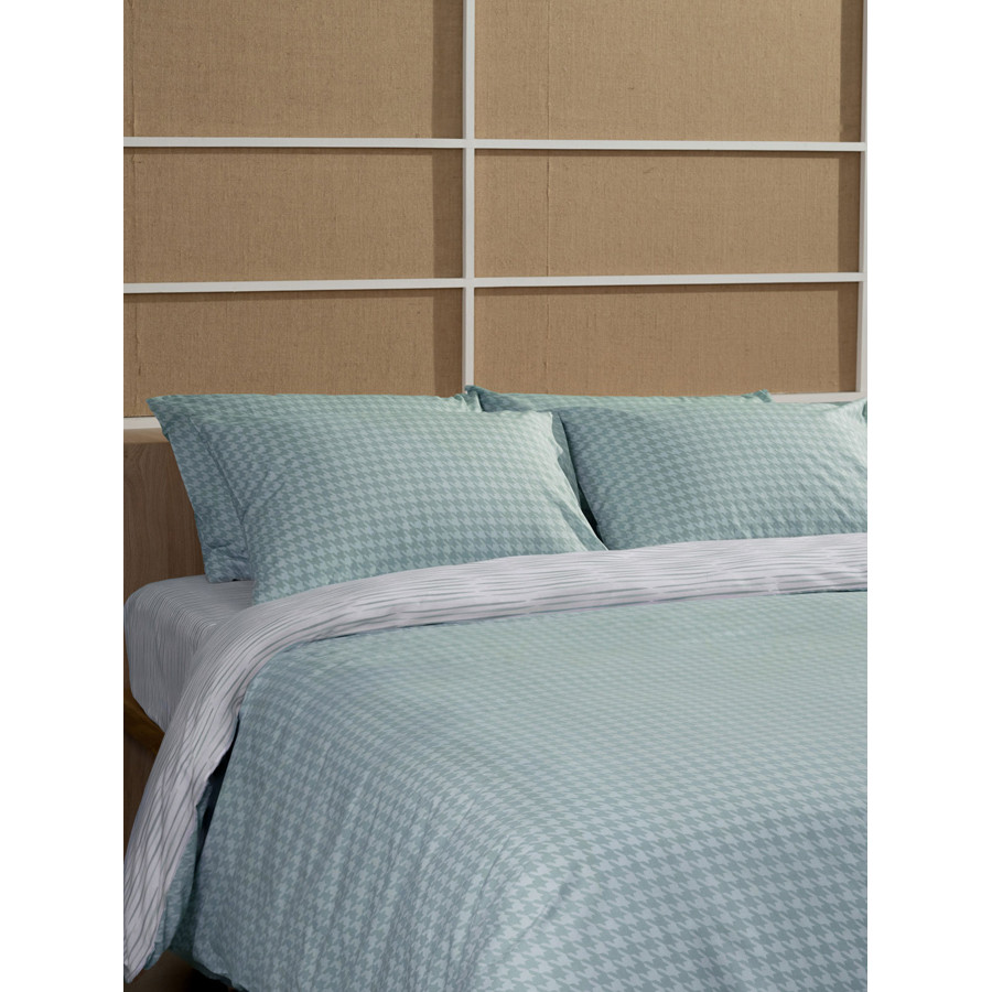 Σετ Σεντόνια Διπλά-Ημίδιπλα (200x270) Με Λάστιχο Βαμβακερά Sunshine Cotton Feelings 2064 Aqua