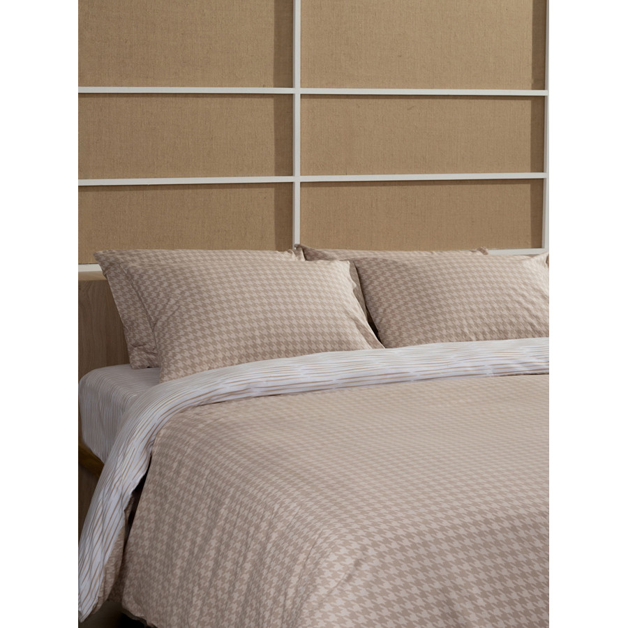 Σετ Σεντόνια Διπλά-Ημίδιπλα (200x270) Με Λάστιχο Βαμβακερά Sunshine Cotton Feelings 2064 Beige