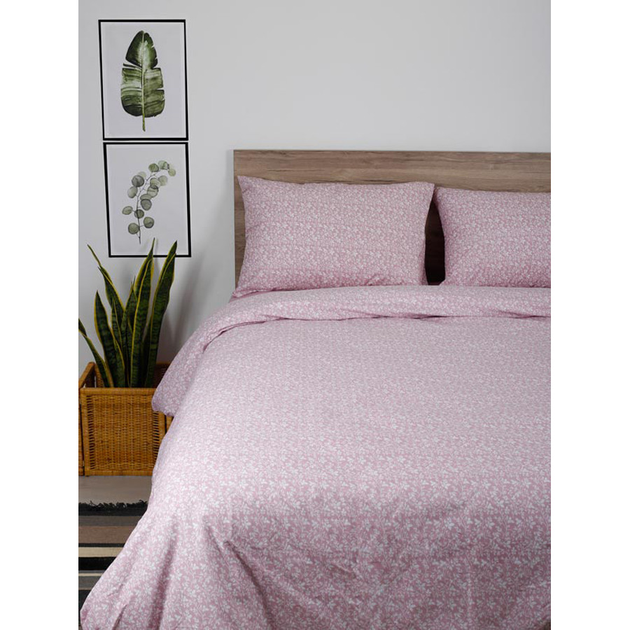 Σετ Σεντόνια Υπέρδιπλα (235x270) Με Λάστιχο Βαμβακερά Sunshine Cotton Feelings 920 Pink