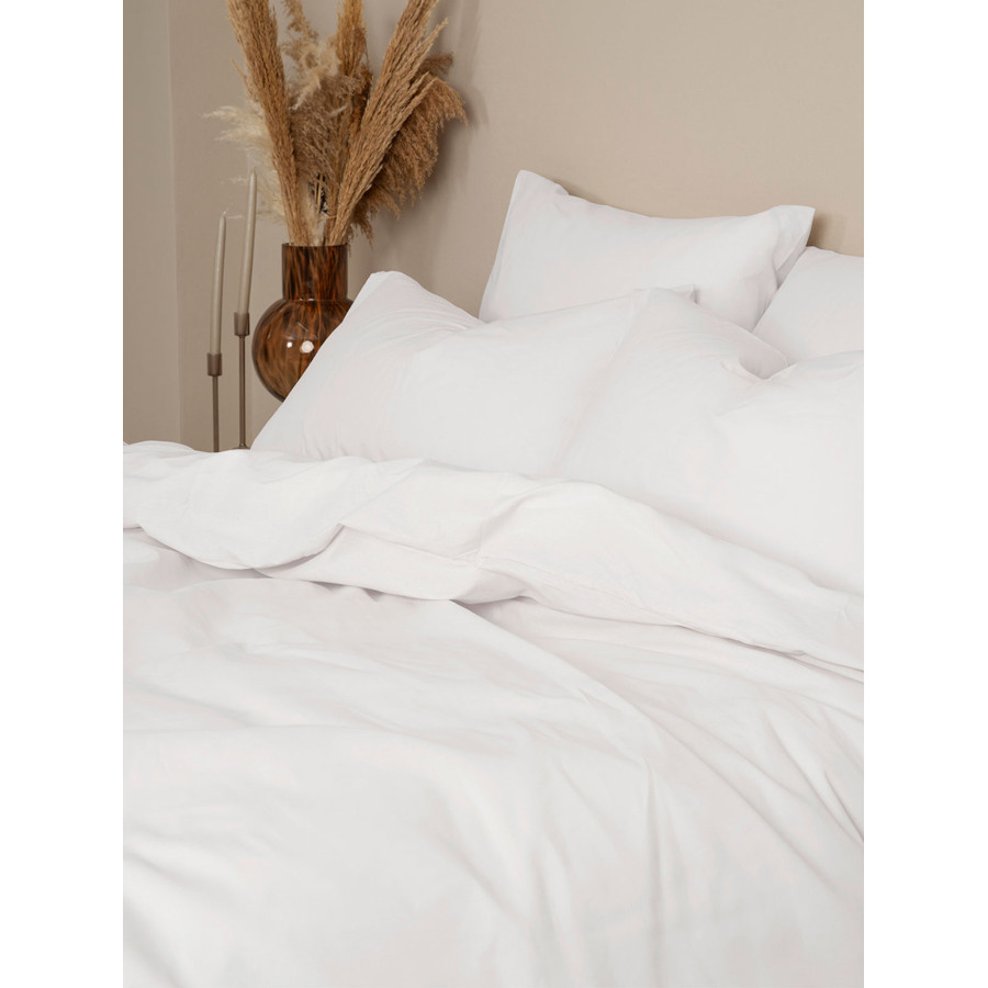 Σετ Σεντόνια Διπλά-Ημίδιπλα Μονόχρωμα Λάστιχο (200x270) Βαμβακερά Sunshine Cotton Feelings 100 White