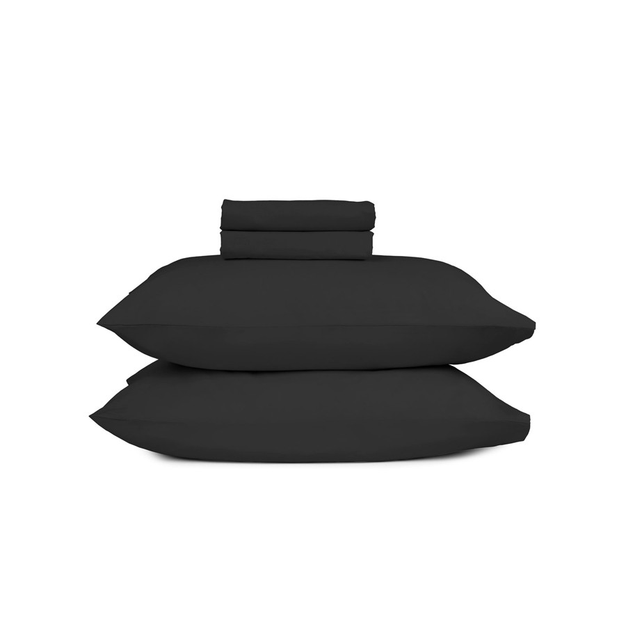 Μαξιλαροθήκες 2 τεμ Μονόχρωμες (50x70) Βαμβακερές Sunshine Cotton Feelings 111 Black