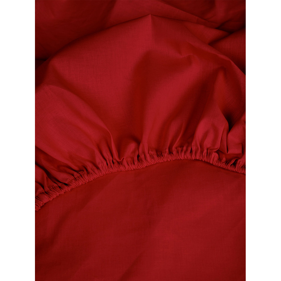 Κατωσέντονο Διπλό Μονόχρωμο με Λάστιχο (160x200+30) Βαμβακερό Sunshine Cotton Feelings 113 Red