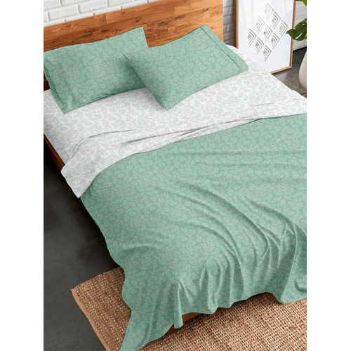 Σετ Σεντόνια Φανελένια Διπλά-Ημίδιπλα (200x260) με λάστιχο Sunshine Flannel 2052 Aqua