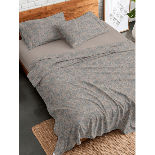 Σετ Σεντόνια Φανελένια Διπλά-Ημίδιπλα (200x260) με λάστιχο Sunshine Flannel 928 Beige