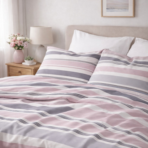 Σετ Σεντόνια Διπλά-Ημίδιπλα (200x250) 50%βαμ-50%πολ Sunshine Menta Collection 550 Pink