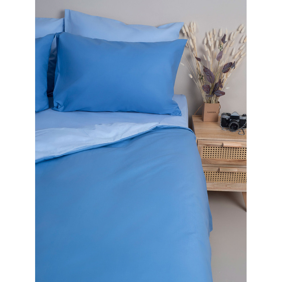 Παπλωματοθήκη Μονή Δίχρωμη (170x250) 50%βαμ-50%πολ Sunshine Menta Double 202 Μπλε-Σιέλ