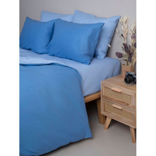 Σετ Σεντόνια Μονά Δίχρωμα (160x250) 50%βαμ-50%πολ Sunshine Menta Double 202 Μπλε-Σιέλ