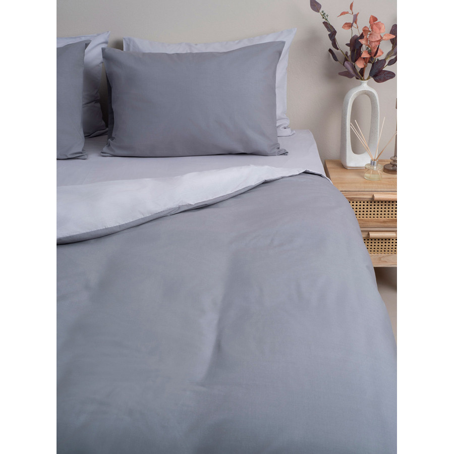 Παπλωματοθήκη Υπέρδιπλη Δίχρωμη (230x250) 50%βαμ-50%πολ Sunshine Menta Double 203 Σκούρο Γκρι-Γκρι