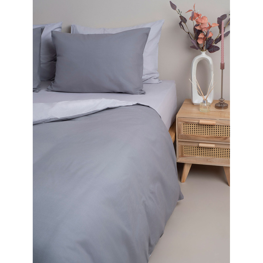 Σετ Σεντόνια Μονά Δίχρωμα (160x250) 50%βαμ-50%πολ Sunshine Menta Double 203 Σκούρο Γκρι-Γκρι